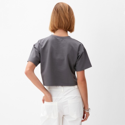 Футболка женская укороченная MINAKU OVERSIZE FIT, цвет графит, размер 42