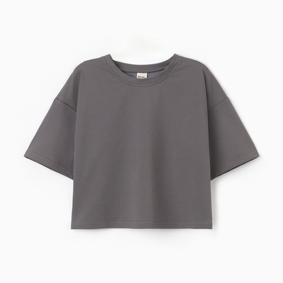 Футболка женская укороченная MINAKU OVERSIZE FIT, цвет графит, размер 42
