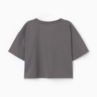 Футболка укороченная женская MINAKU OVERSIZE FIT: цвет графит, р-р 48 10362236 - фото 12353215