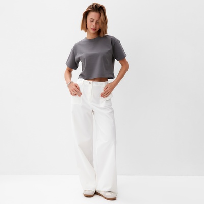 Футболка женская укороченная MINAKU OVERSIZE FIT, цвет графит, размер 50