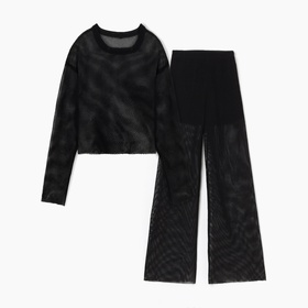 Комплект женский (лонгслив, брюки) MINAKU: Casual Collection цвет черный, р-р 48