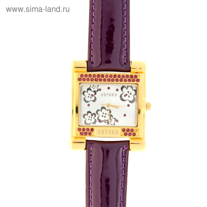 Часы наручные женские Oxford Fashion, золотистый корпус, сиреневый глянцевый ремешок - Фото 1
