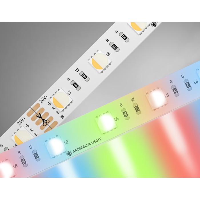 Светодиодная лента Ambrella GS4401, 5 м, IP20, 5050, 60 LED/м, 10 Вт/м, 24V, RGB с тёплым белым светом - фото 1906733328