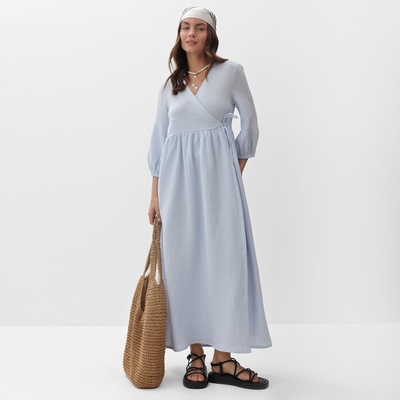 Платье на запах миди женское MIST Summer time, размер 44-46, голубое
