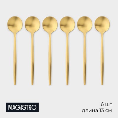 Набор чайных ложек Magistro «Фолк», длина 13 см, 6 шт., нержавеющая сталь, золотистый