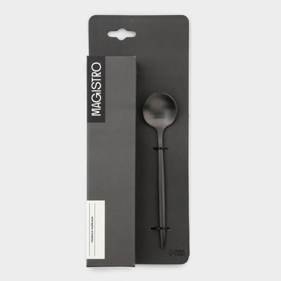 Набор чайных ложек Magistro «Фолк», длина 13.2 см, 6 шт., нержавеющая сталь, чёрный