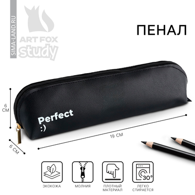 Пенал школьный, искусственная кожа, Perfect, 19×6 см