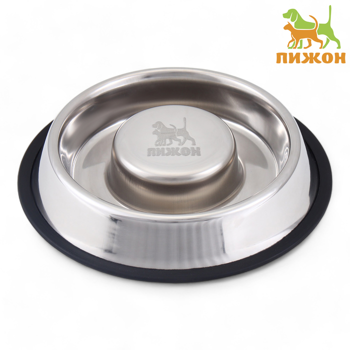 Миска «Медленное кормление», 450 мл, на нескользящей основе, металл - Фото 1