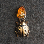 Брелок талисман "Божья Коровка", латунь, янтарь - фото 321581508