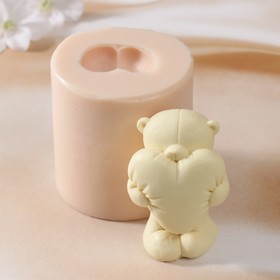 Молд силиконовый "Медведь с большим сердцем" Силикон 8,5х6,5х5 см