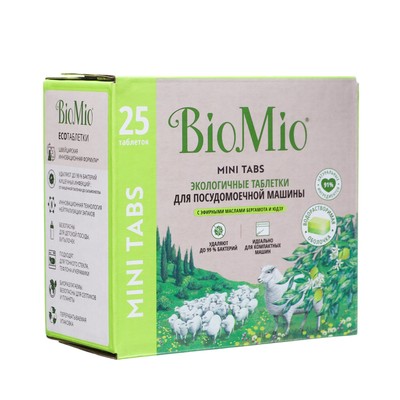 Таблетки для посудомоечной машины BioMio TABS с маслами бергамота и юдзу, 25 шт