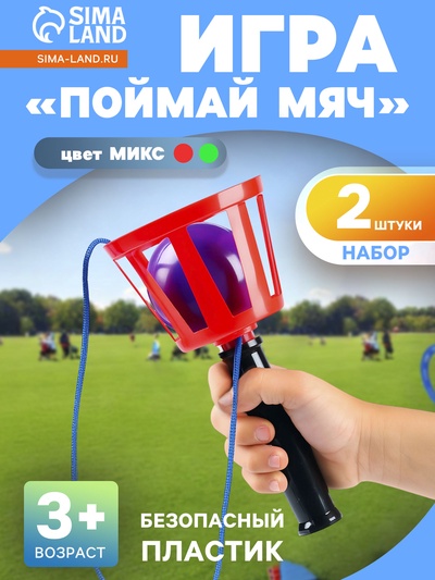 Игра «Поймай мяч», корзинка d=10.5 см, мячик d=7.5 см 2 шт. (набор), цвет МИКС