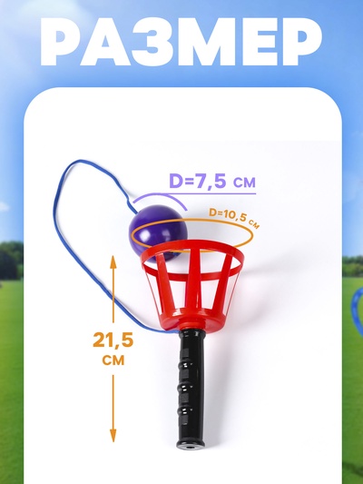Игра «Поймай мяч», корзинка d=10.5 см, мячик d=7.5 см 2 шт. (набор)