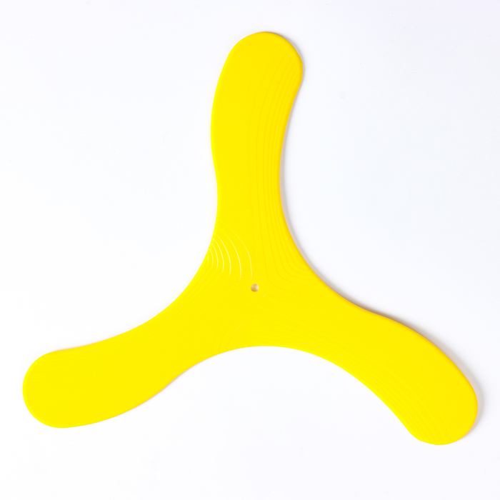 Бумеранг трехлопастной, 23 х 23 см, пластик, желтый - Фото 1