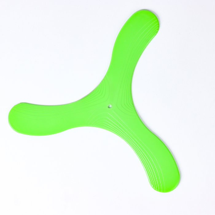 Бумеранг трехлопастной, 23 х 23 см, пластик, зеленый - Фото 1