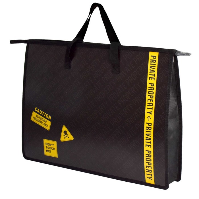 Папка для чертежей и рисунков А3, 450 х 330 х 90 мм, с ручками, пластиковая, молния сверху, Феникс "Частная собственность" - Фото 1