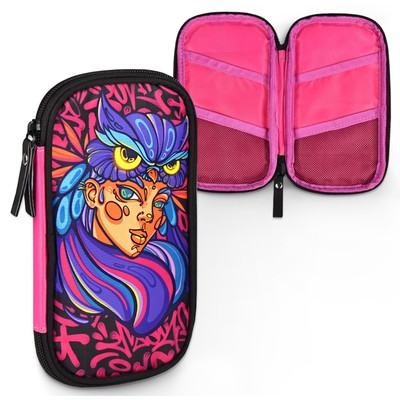 Пенал 1 секция 110×200 мм, текстильный, Феникс «Девушка сова»