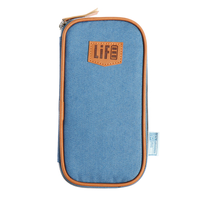 Пенал-футляр мягкий 110×200×20 мм, текстильный, Феникс «Голубой джинс»