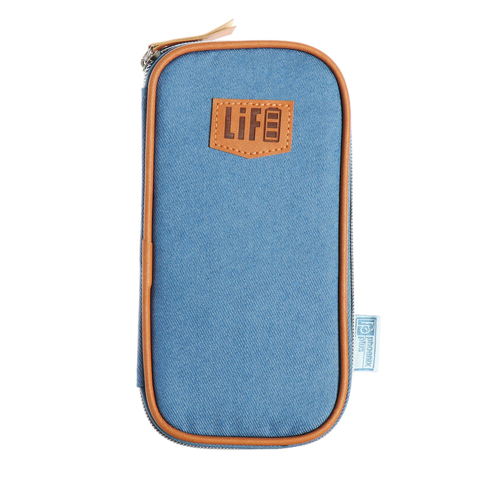 Пенал-футляр мягкий 110×200×20 мм, текстильный, Феникс «Голубой джинс» - Фото 1