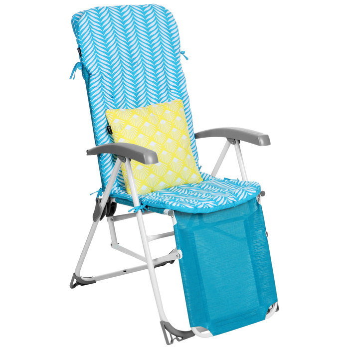 Кресло-шезлонг с матрасом и декоративной подушкой, цвет бирюзовый - Фото 1