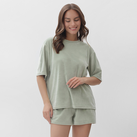Костюм женский (футболка и шорты) KAFTAN Plushy р. 40-42, зеленый