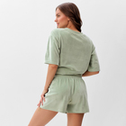 Пижама женская (футболка, шорты) KAFTAN Plushy, размер 48-50, зелёная - Фото 4