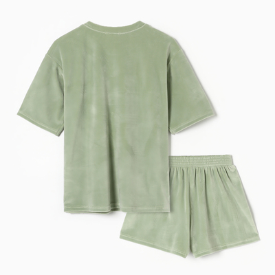 Пижама женская (футболка, шорты) KAFTAN Plushy, размер 52-54, зелёная