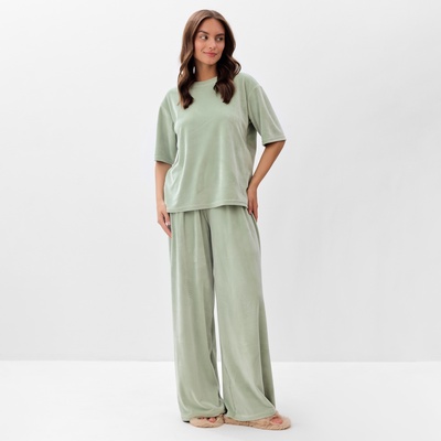 Брюки домашние женские KAFTAN Plushy, размер 40-42, зелёные