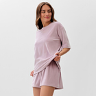 Костюм женский (футболка и шорты) KAFTAN Plushy р. 44-46. лиловый 10389945 - фото 14570336