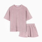 Костюм женский (футболка и шорты) KAFTAN Plushy р. 44-46. лиловый 10389945 - фото 14570339