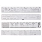 Набор справочных линеек 4 штуки, Calligrata 25 см, прозрачные, таблица умножения, химия, геометрия, физика - Фото 1