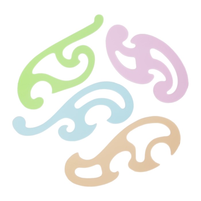 Набор лекал Calligrata, 4 штуки, прозрачные, цветные, МИКС - Фото 1