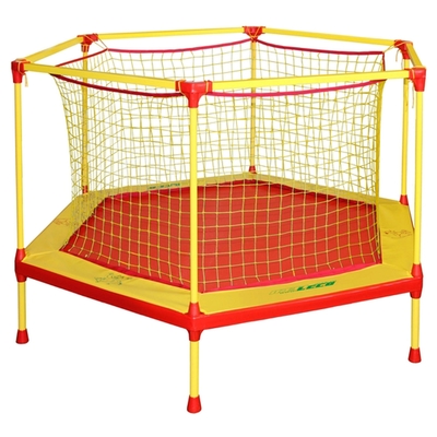 Батут-манеж Leco-IT Home, d=135 см, с внутренней защитной сеткой, жёлтый/красный