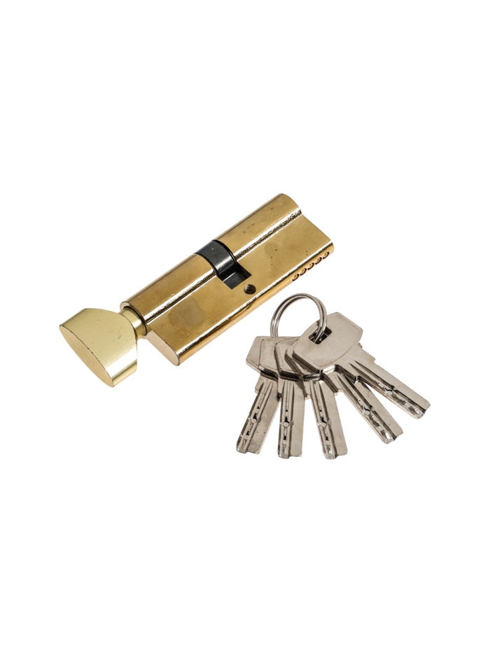Цилиндровый механизм, 80 мм, с вертушкой, перфор. ключ, 5 ключей, цвет золото - Фото 1
