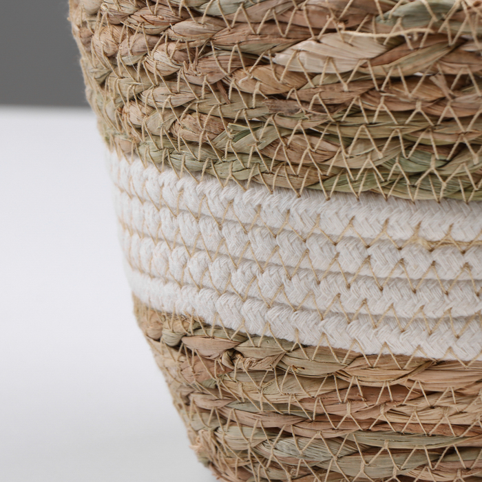 Кашпо плетеное "Танзания", 15,5х15,5х13,5 см, натуральный, белый - фото 1906734093