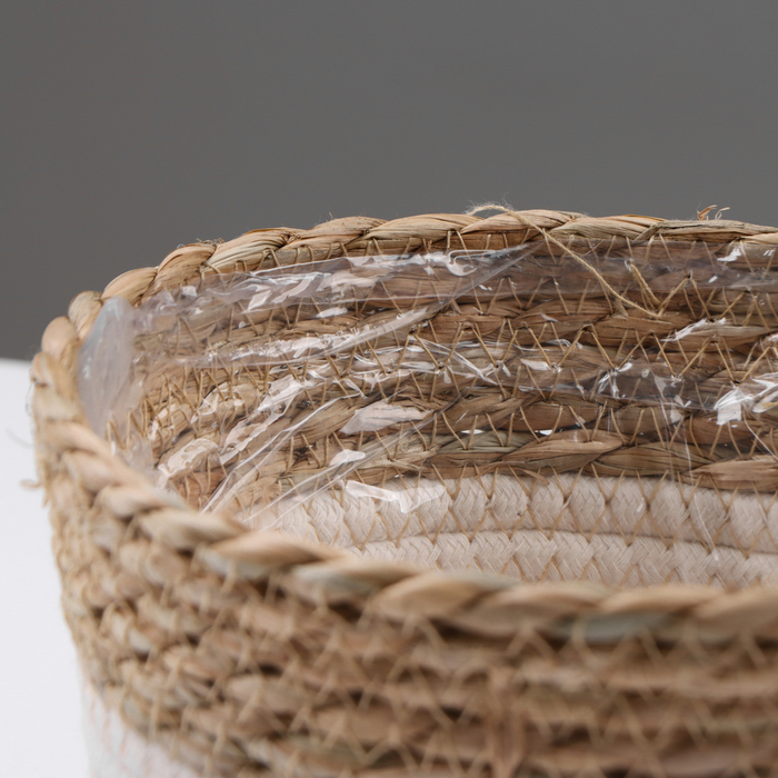 Кашпо плетеное "Танзания", 17,5х17,5х16 см, натуральный, белый - фото 1906734099