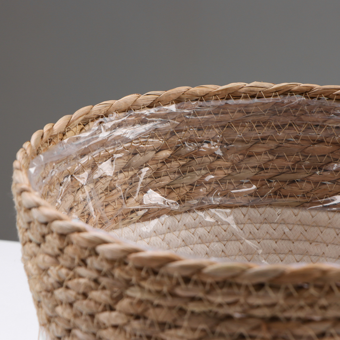 Кашпо плетеное "Танзания", 25,5х25,5х23 см, натуральный, белый - фото 1906734109