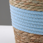 Кашпо плетеное "Намибия", 21,5х21,5х18,8 см, натуральный, голубой - Фото 3