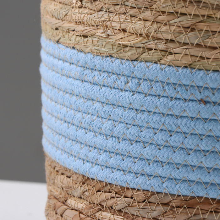 Кашпо плетеное "Намибия", 25,5х25,5х23 см, натуральный, голубой - фото 1906734148