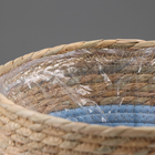 Кашпо плетеное "Намибия", 25,5х25,5х23 см, натуральный, голубой - Фото 4