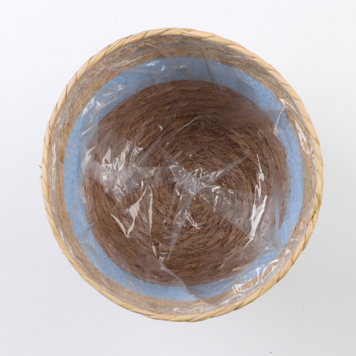 Кашпо плетеное "Намибия", 25,5х25,5х23 см, натуральный, голубой - фото 1906734150