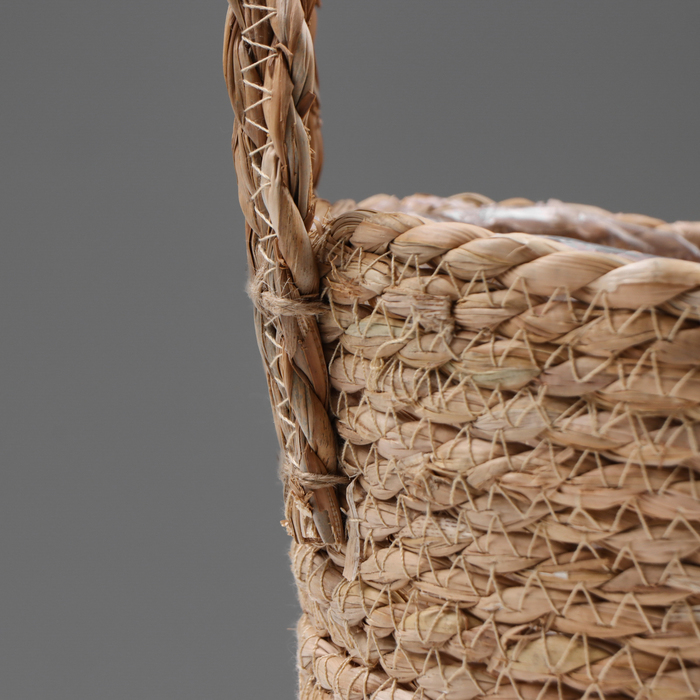 Кашпо плетеное "Сафари" с ручками, 17,5х17,5х16 см, натуральный - фото 1906734159