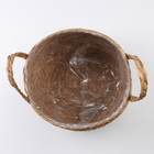 Кашпо плетеное "Кения" круглое с ручками, 25,5х25,5х23 см, натуральный - фото 24095323