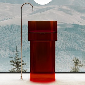 Раковина напольная ABBER Kristall AT2701Rubin-H, прозрачная, полиэфирная смола, красная