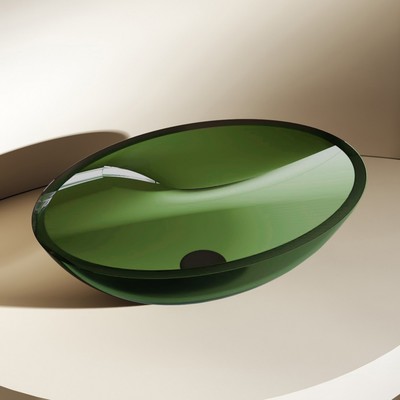 Раковина ABBER Kristall AT2802Emerald, накладная, 500х350х150 мм, прозрачная, зеленая