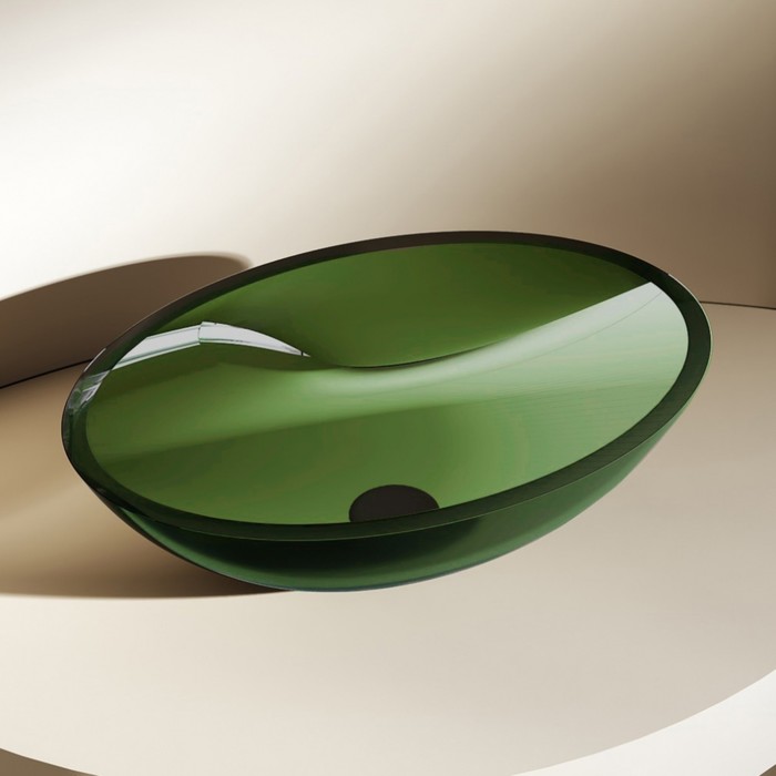 Раковина ABBER Kristall AT2802Emerald, накладная, 500х350х150 мм, прозрачная, зеленая - Фото 1