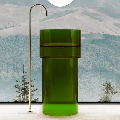 Раковина напольная ABBER Kristall AT2701Emerald-H, прозрачная, полиэфирная смола, зеленая