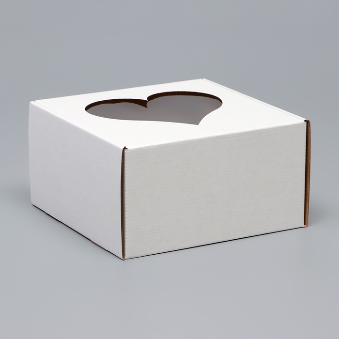 Коробка под торт, с окном, "Сердце", 20 х 20 х 10 см - Фото 1