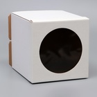 Коробка под торт с окном, "Круг", белая, 26 х 26 х 30 см - Фото 3
