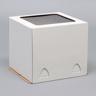 Коробка под торт, с окном, без ручек, белая, 24 х 24 х 22 см - фото 301376368